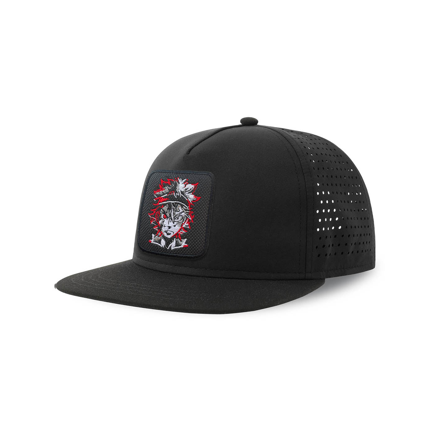 Black Clover Streetwear Black Hat with Flat Visor Embroidered Patch