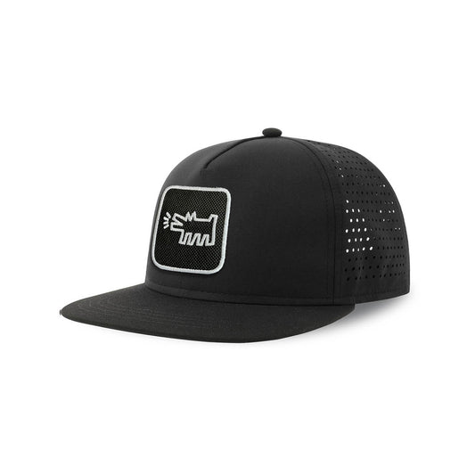 Dog Streetwear Black Hat with Flat Visor Embroidered Patch