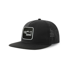 Dog Streetwear Black Hat with Flat Visor Embroidered Patch