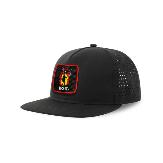 Do It Streetwear Black Hat with Flat Visor Embroidered Patch