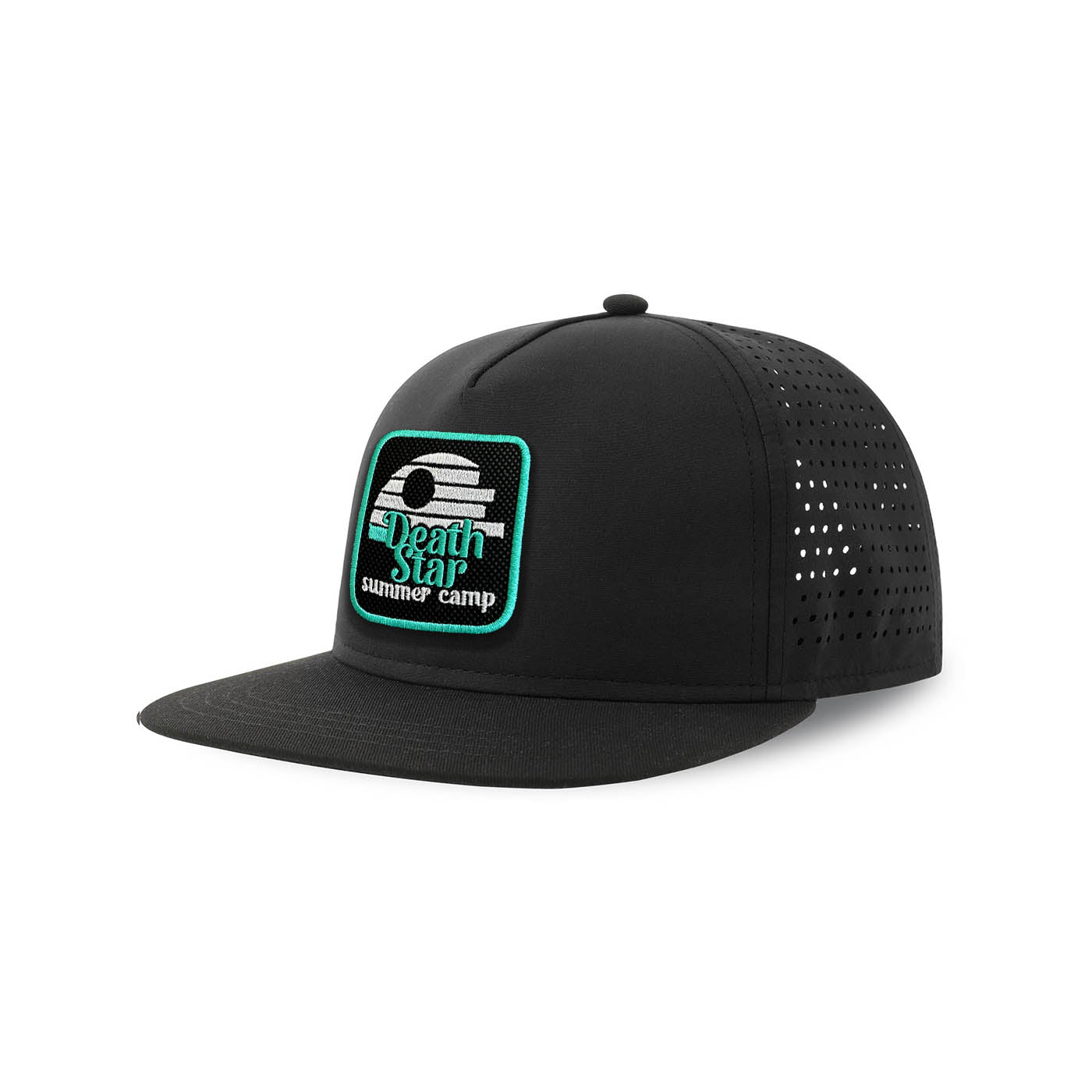 Death Star Streetwear Black Hat with Flat Visor Embroidered Patch