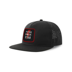 Rock Star Streetwear Black Hat with Flat Visor Embroidered Patch