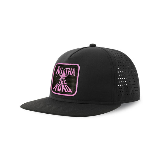 Agatha Streetwear Black Hat with Flat Visor Embroidered Patch