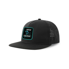 Fishing Streetwear Black Hat with Flat Visor Embroidered Patch