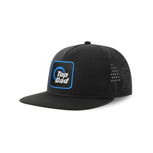 Top Dad Streetwear Black Hat with Flat Visor Embroidered Patch