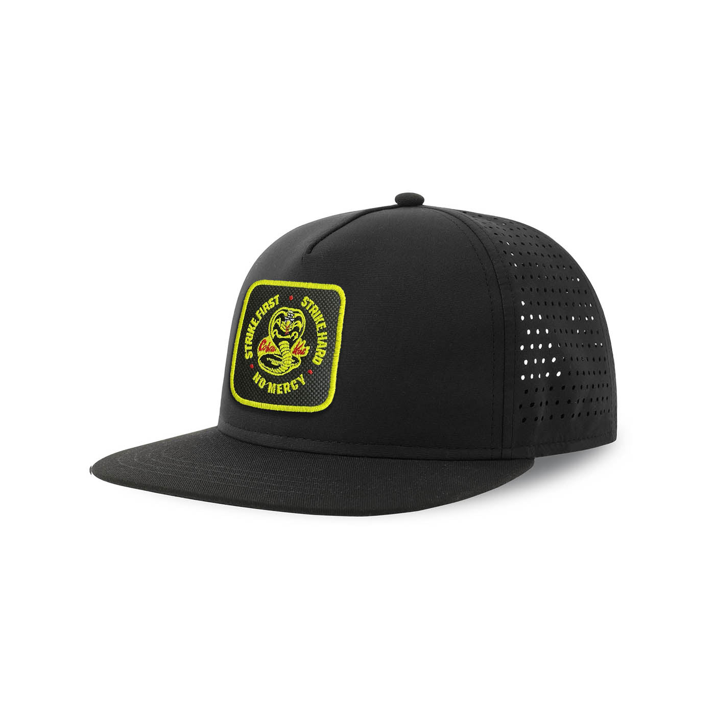No Mercy Streetwear Black Hat with Flat Visor Embroidered Patch