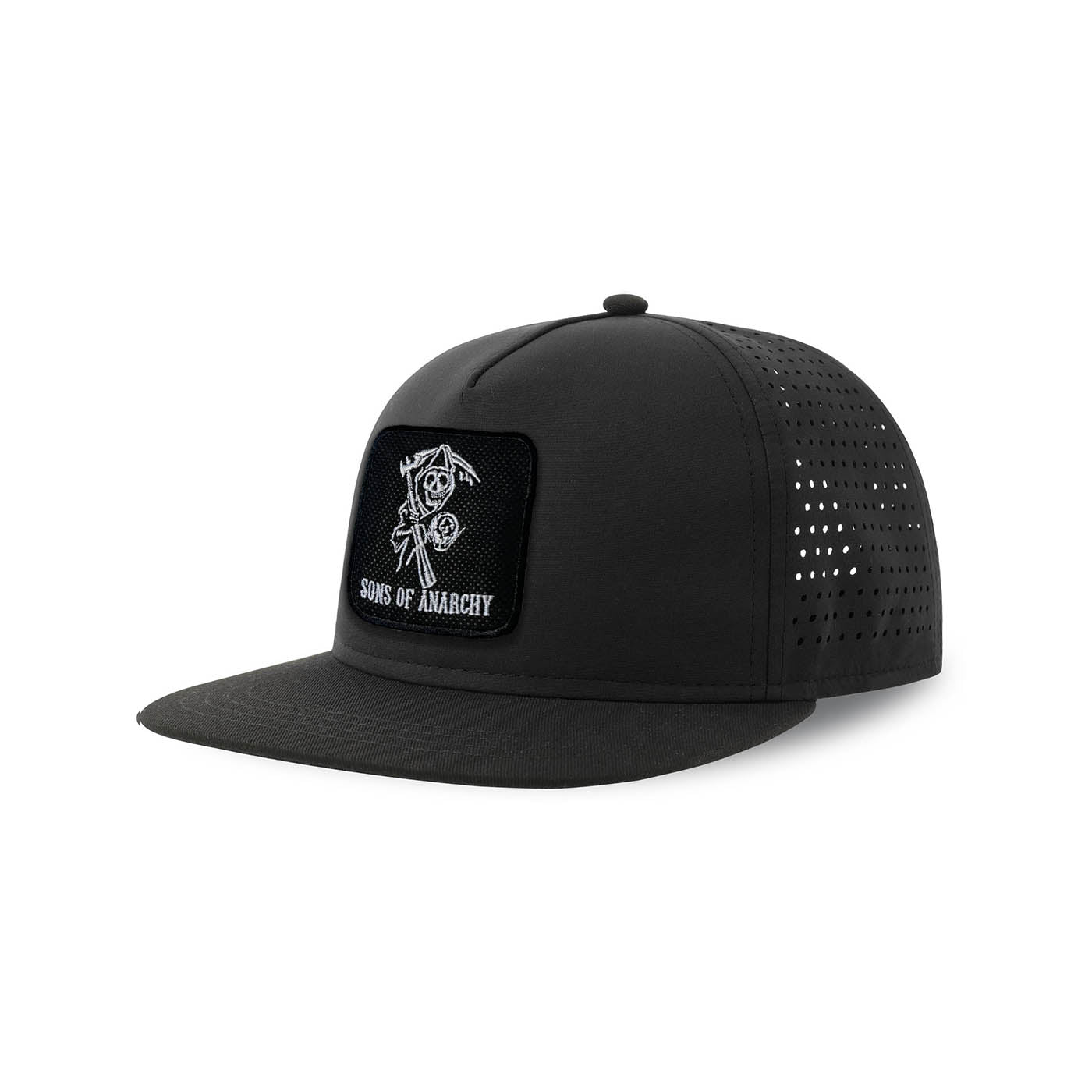 SAMCRO Streetwear Black Hat with Flat Visor Embroidered Patch