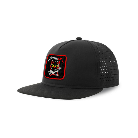 Metalicat Streetwear Black Hat with Flat Visor Embroidered Patch