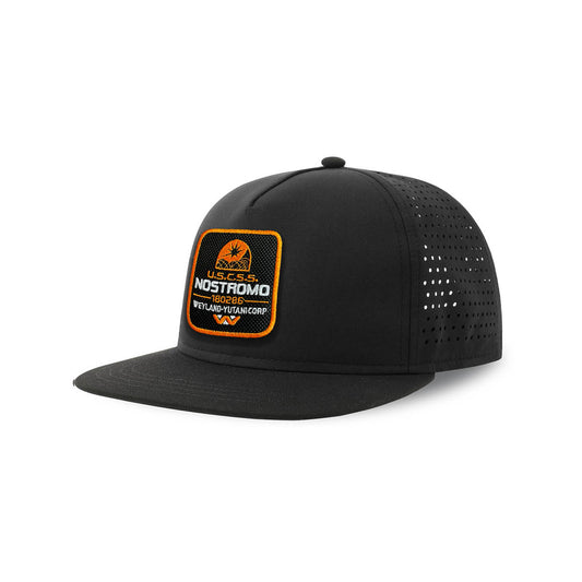 Nostromo Uscss Streetwear Black Hat with Flat Visor Embroidered Patch