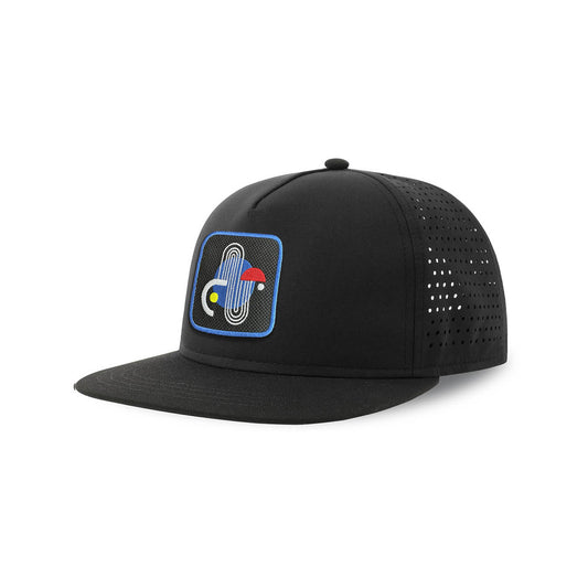 Bauhause Streetwear Black Hat with Flat Visor Embroidered Patch