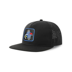 Bauhause Streetwear Black Hat with Flat Visor Embroidered Patch