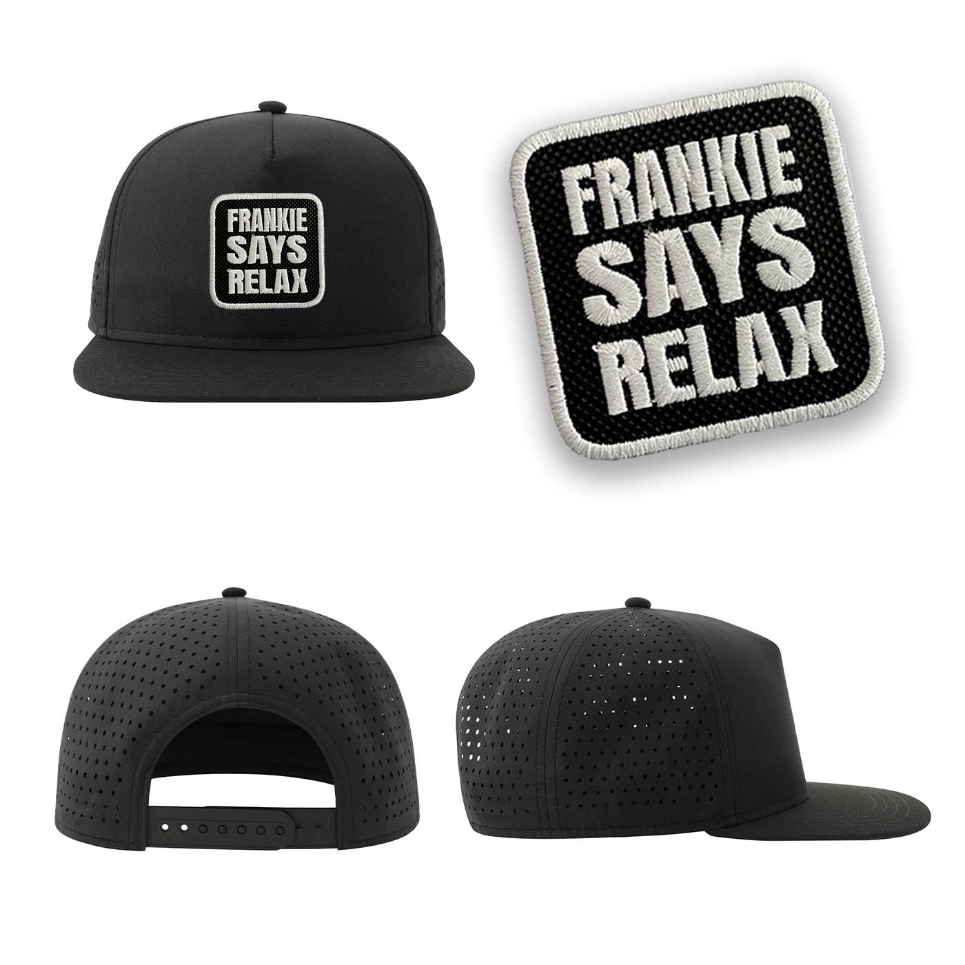 Frankie Says Relax Streetwear Black Hat with Flat Visor