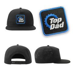 Top Dad Streetwear Black Hat with Flat Visor Embroidered Patch