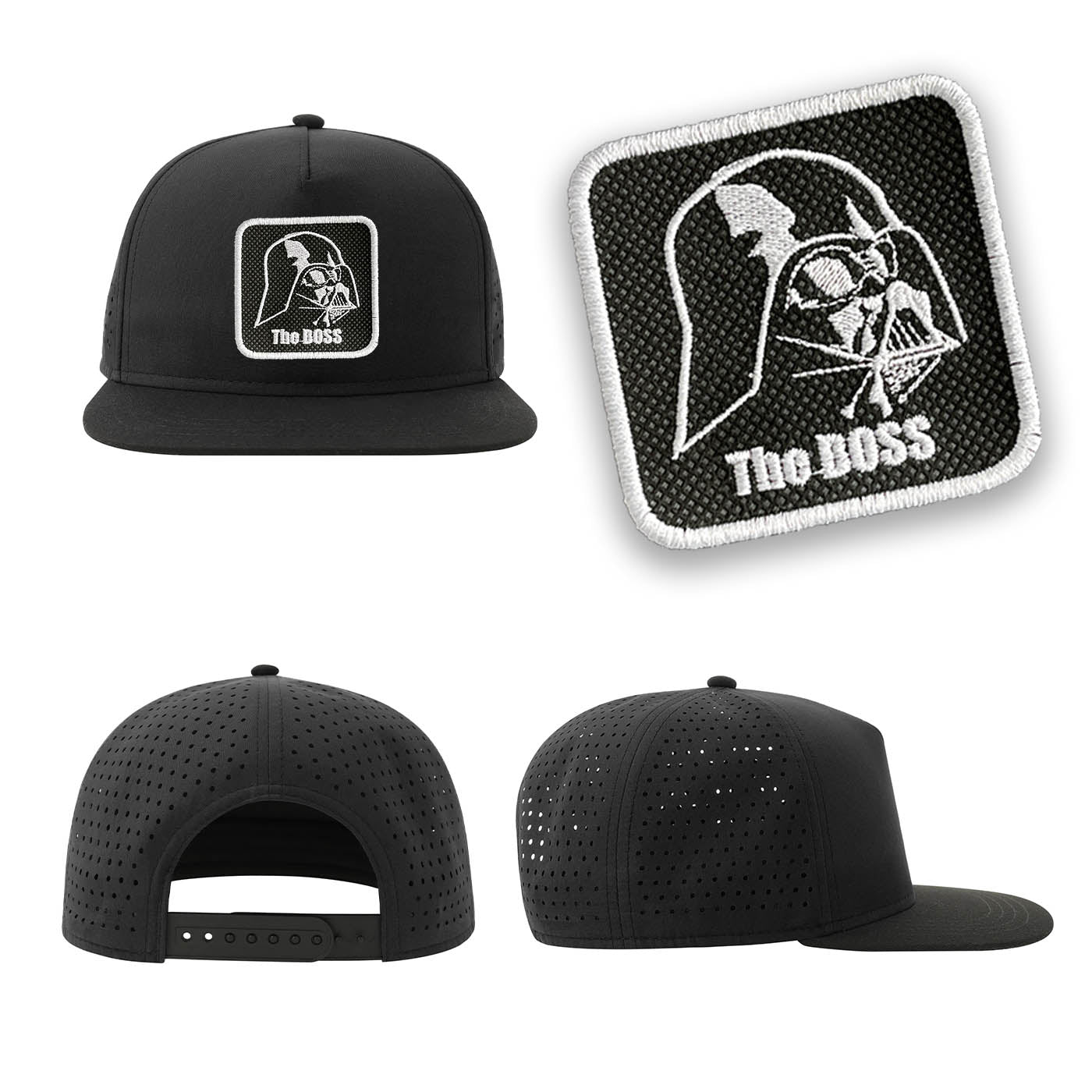 Darth Vader Streetwear Black Hat with Flat Visor Embroidered Patch