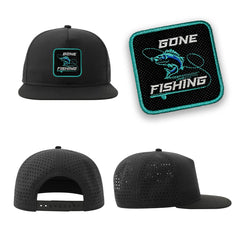 Fishing Streetwear Black Hat with Flat Visor Embroidered Patch