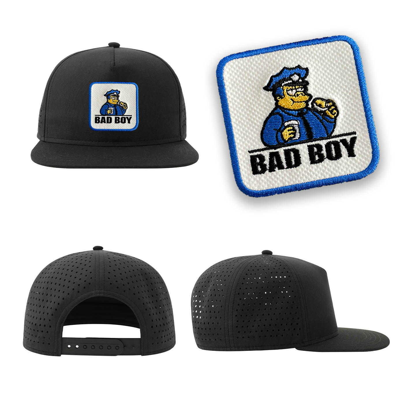 Bad Boy Streetwear Black Hat with Flat Visor Embroidered Patch