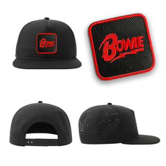 Bowie Streetwear Black Hat with Flat Visor Embroidered Patch