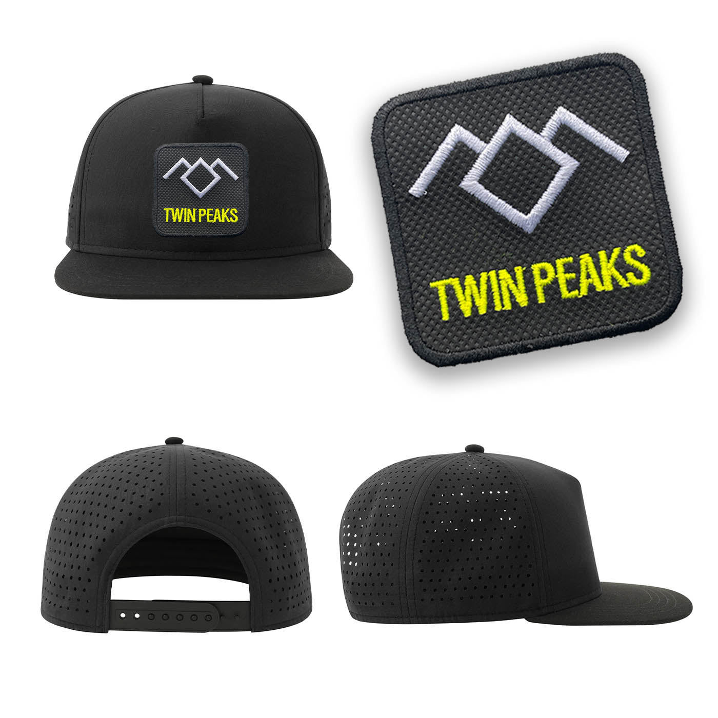 Lynch Twin Peaks Streetwear Black Hat with Flat Visor Embroidered Patch
