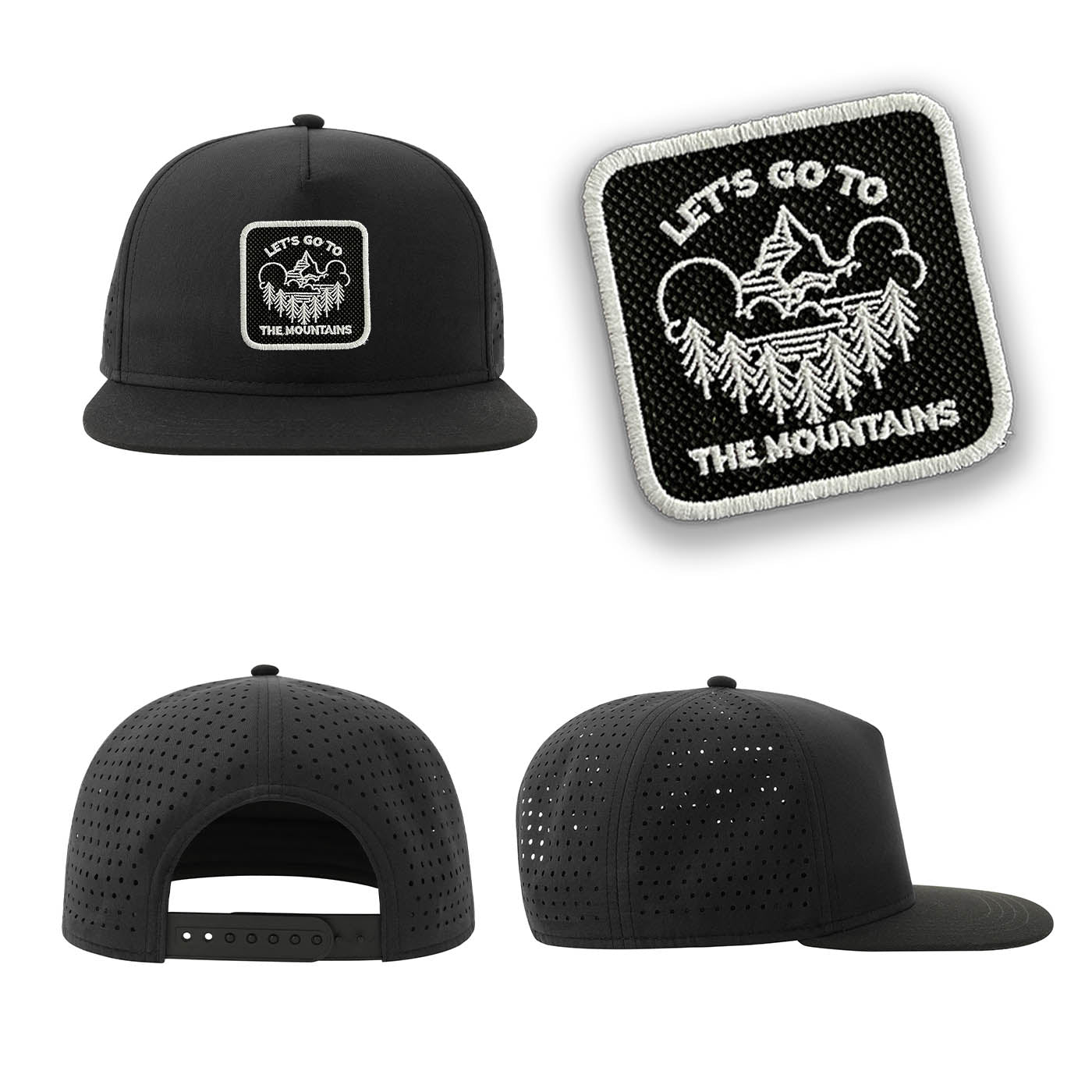 Outdoor Streetwear Black Hat with Flat Visor Embroidered Patch