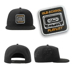 Tape Cassette Streetwear Black Hat with Flat Visor Embroidered Patch