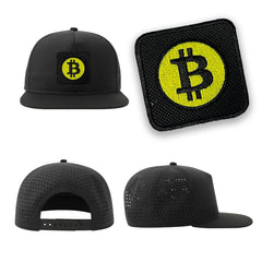 Bitcoin Emoji Streetwear Black Hat with Flat Visor Embroidered Patch