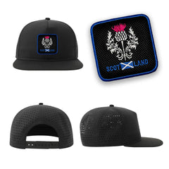 Scotland Streetwear Black Hat with Flat Visor Embroidered Patch