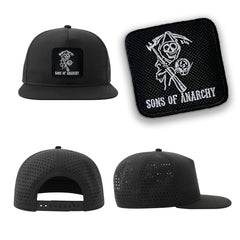 SAMCRO Streetwear Black Hat with Flat Visor Embroidered Patch