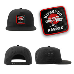 Miyagi Do Streetwear Black Hat with Flat Visor Embroidered Patch