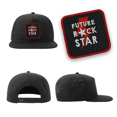 Rock Star Streetwear Black Hat with Flat Visor Embroidered Patch