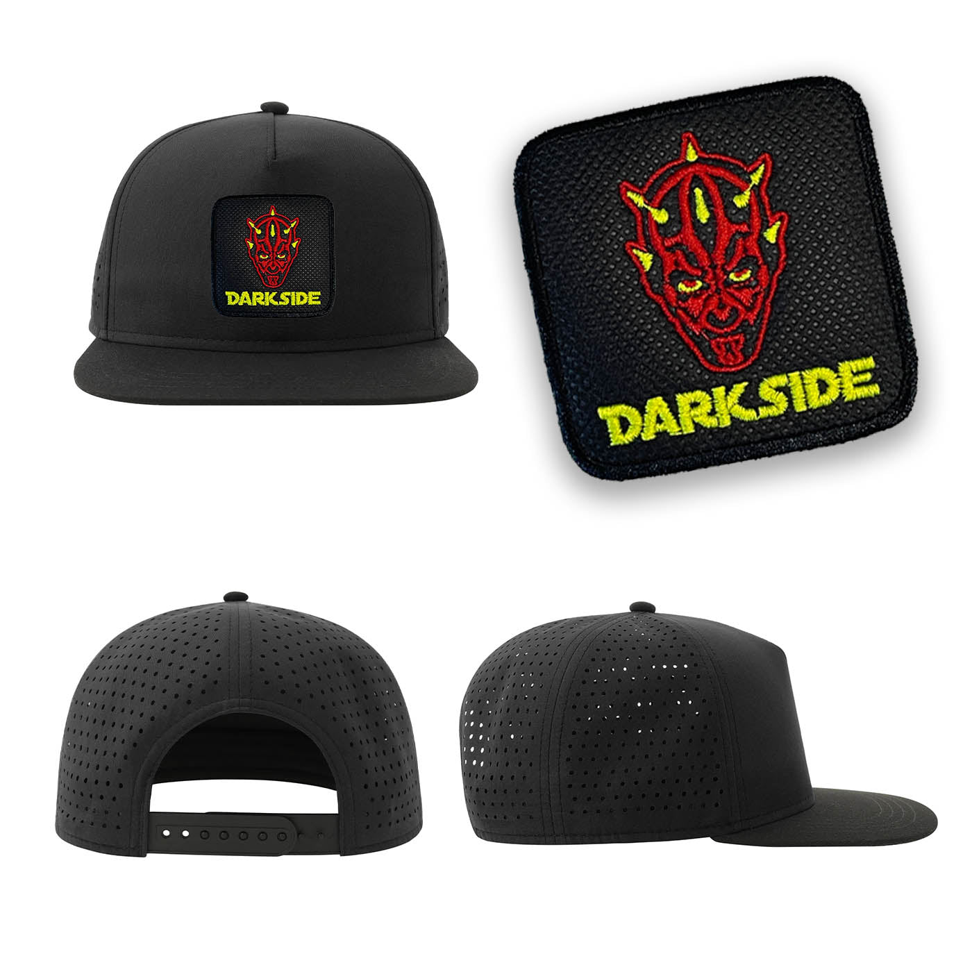 Dark Side Darth Maul Streetwear Black Hat with Flat Visor Embroidered Patch