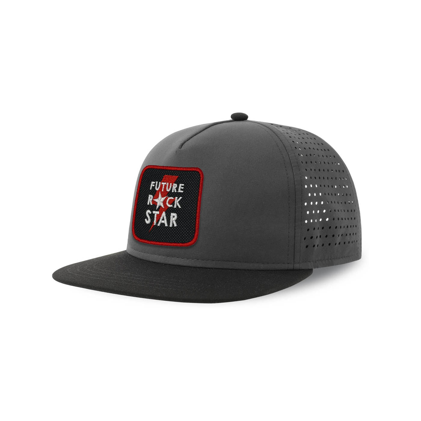 Rock Star Streetwear Grey Hat with Flat Visor Embroidered Patch