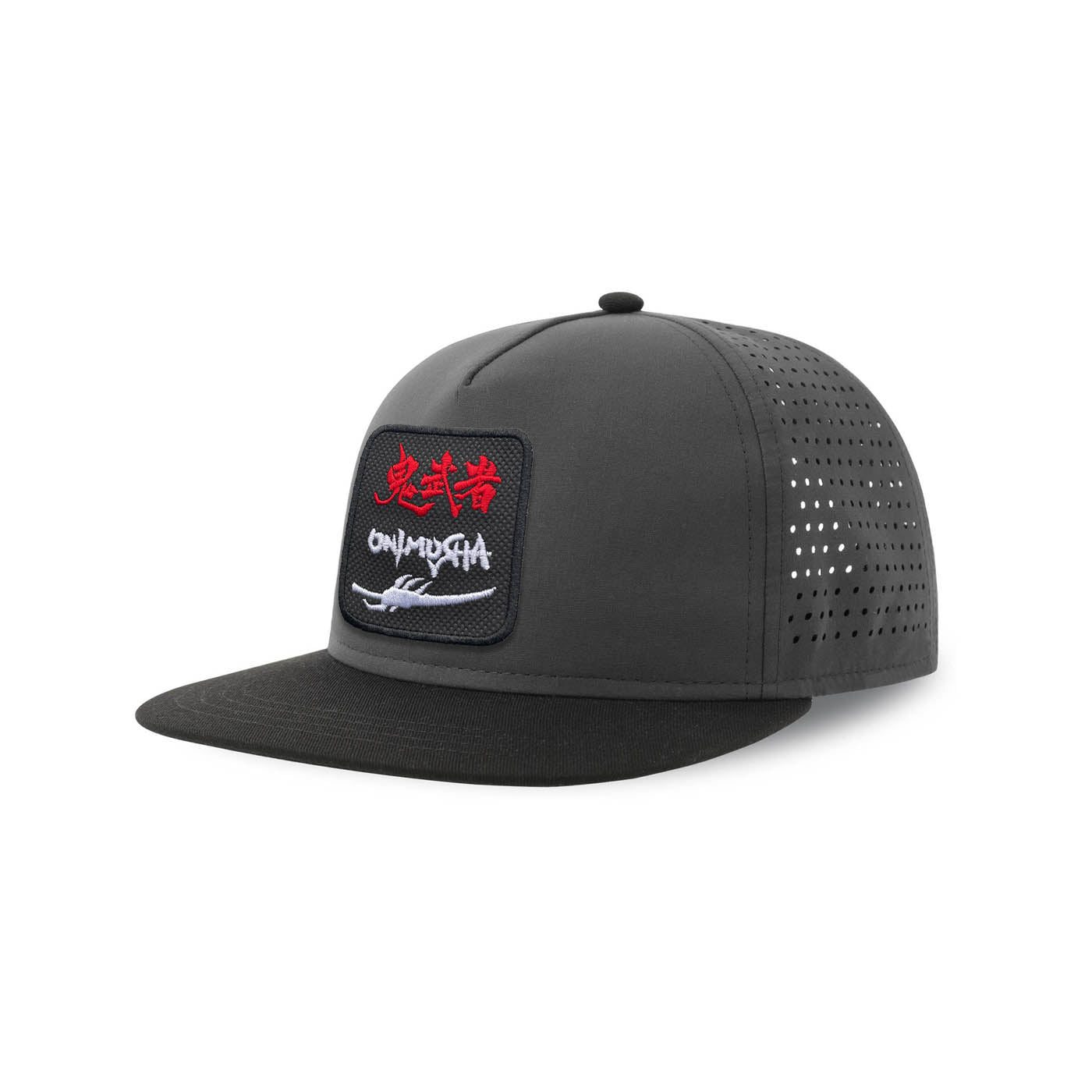 Onimusha Streetwear Grey Hat with Flat Visor Embroidered Patch