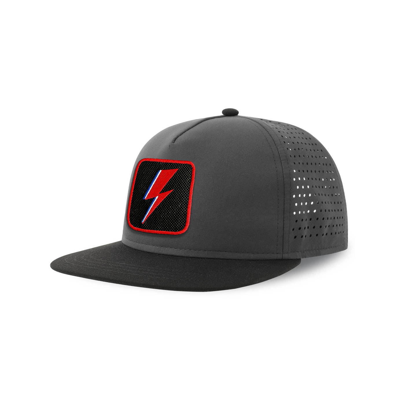 Bowie Flash Streetwear Grey Hat with Flat Visor Embroidered Patch