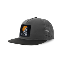 Racer Streetwear Grey Hat with Flat Visor Embroidered Patch
