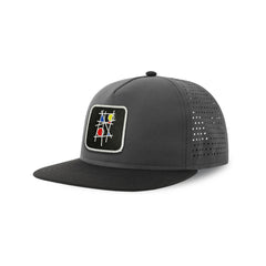Mondrian Art Streetwear Grey Hat with Flat Visor Embroidered Patch