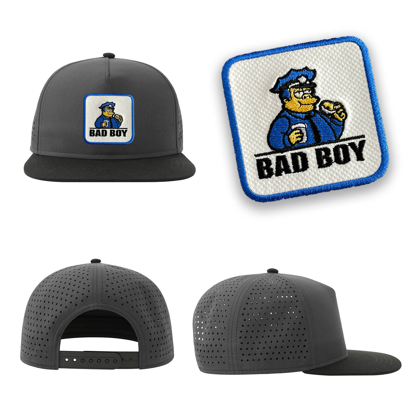Bad Boy Streetwear Grey Hat with Flat Visor Embroidered Patch