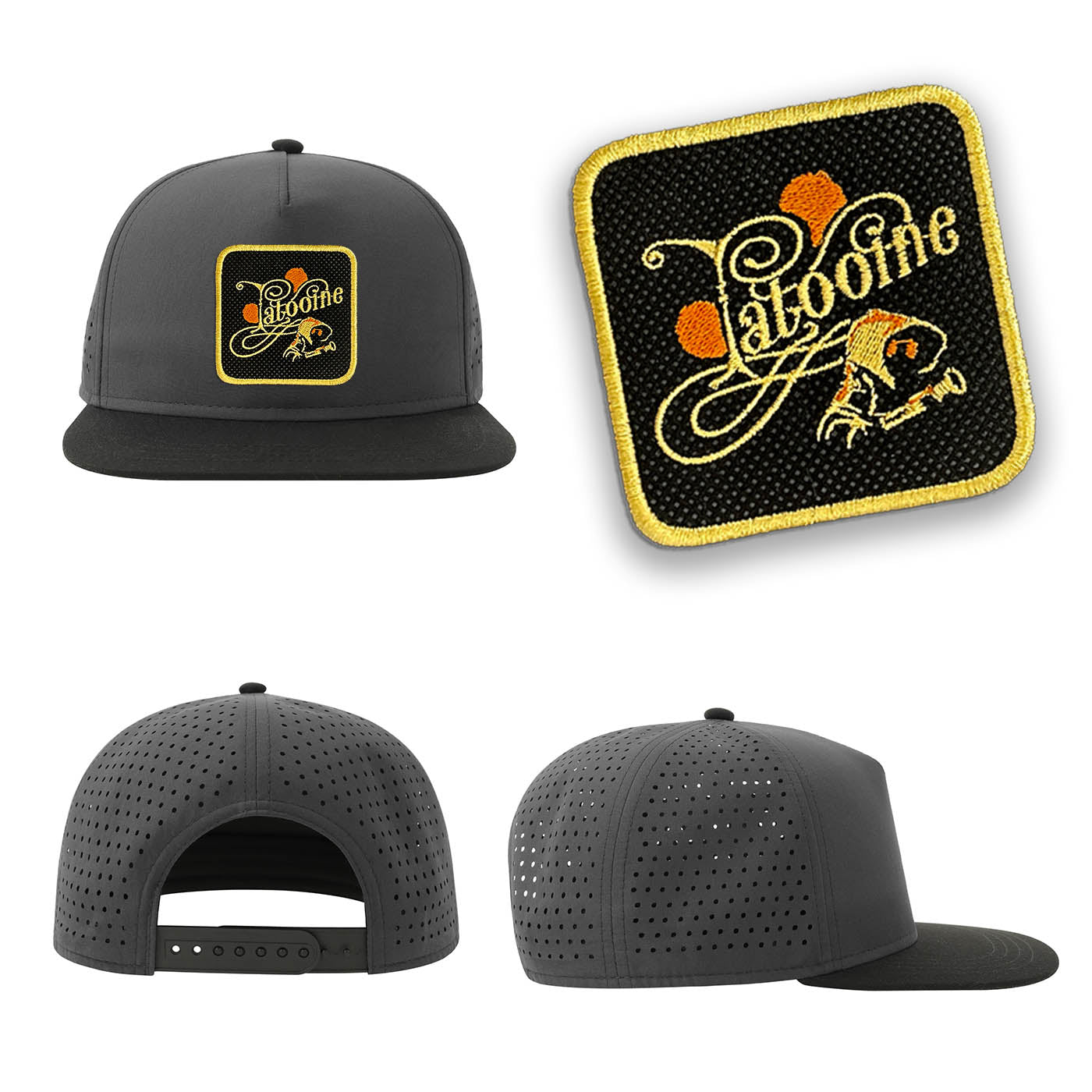 Tatooine Streetwear Grey Hat with Flat Visor Embroidered Patch