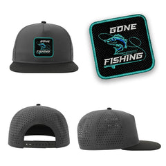 Fishing Streetwear Dark Grey Hat with Flat Visor Embroidered Patch