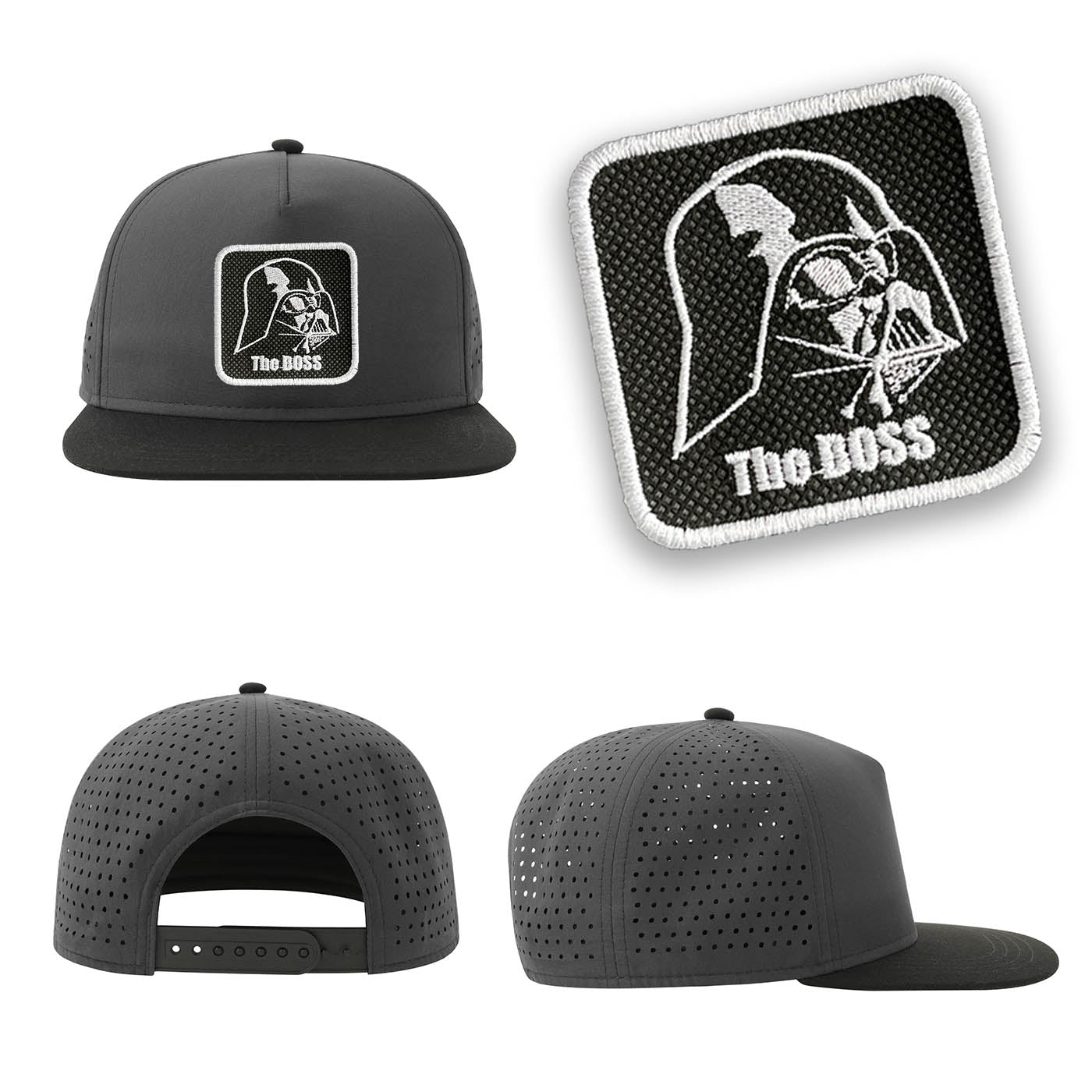 Darth Vader Streetwear Grey Hat with Flat Visor Embroidered Patch