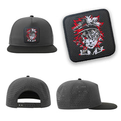 Black Clover Streetwear Grey Hat with Flat Visor Embroidered Patch