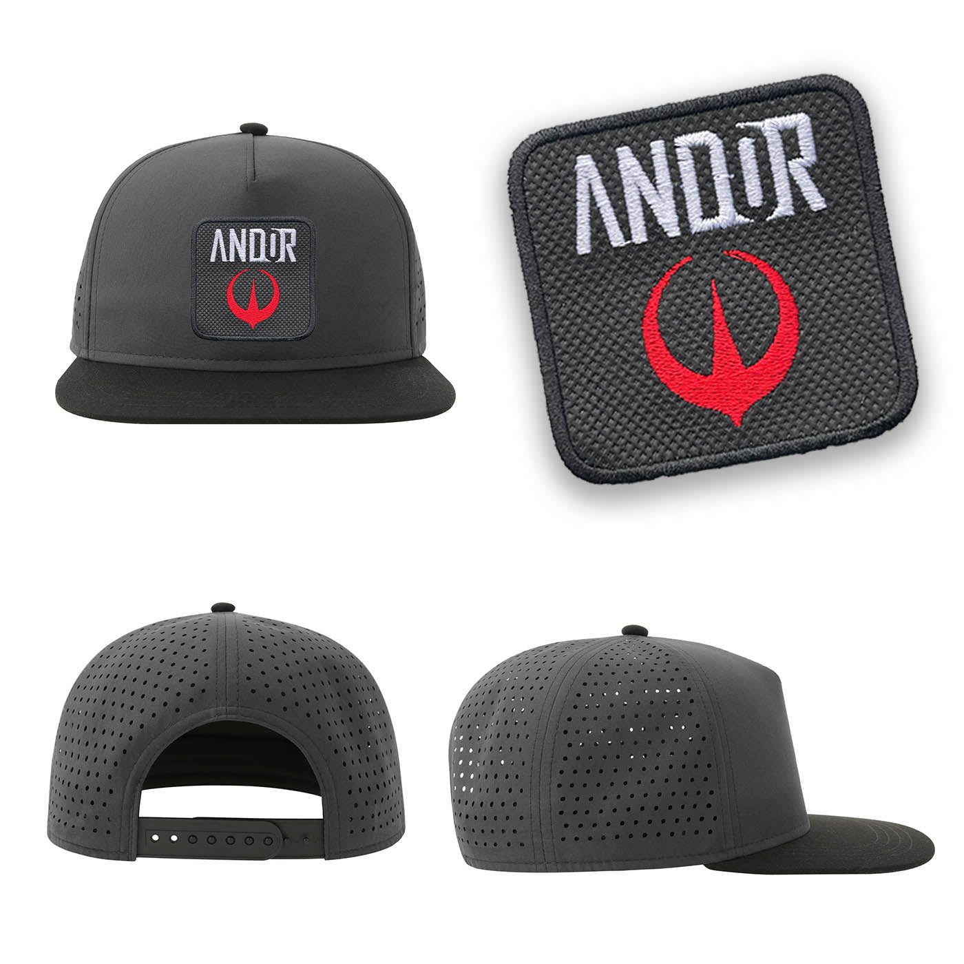Andor Streetwear Grey Hat with Flat Visor Embroidered Patch