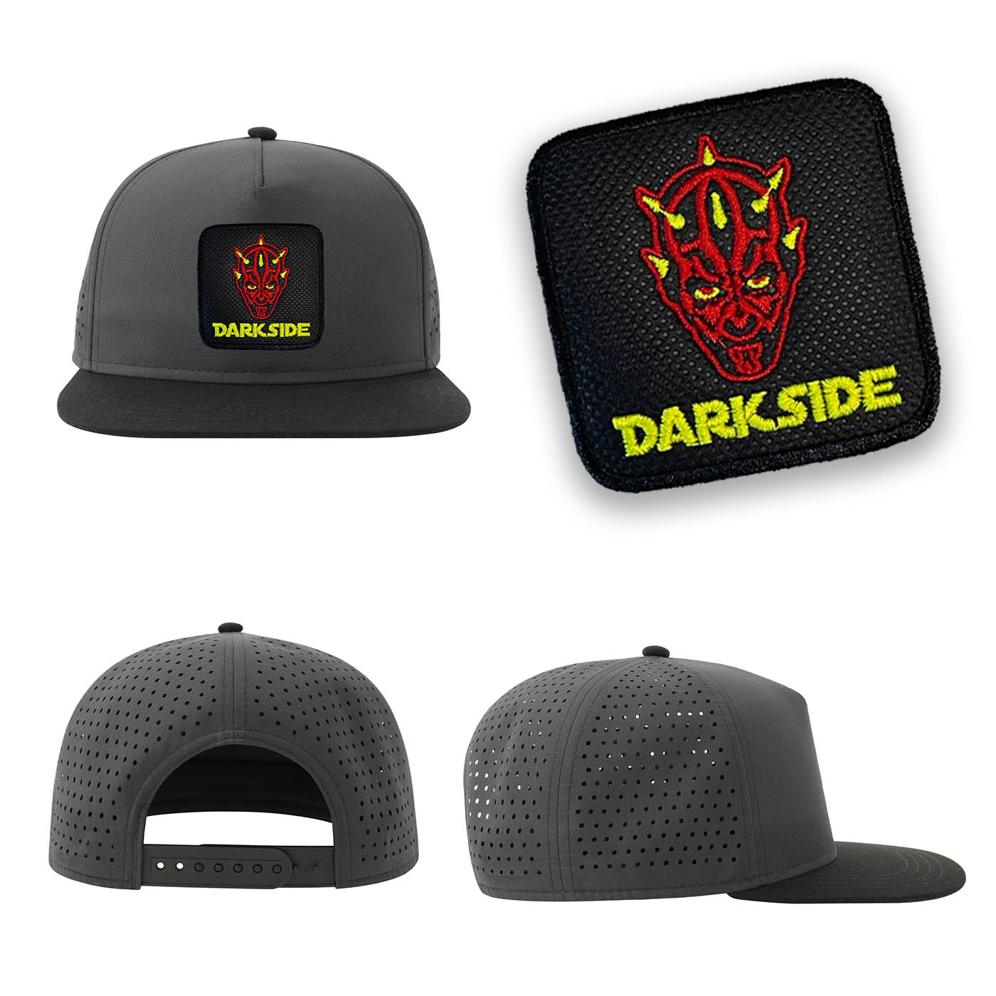 Dark Side Darth Maul Streetwear Grey Hat with Flat Visor Embroidered Patch