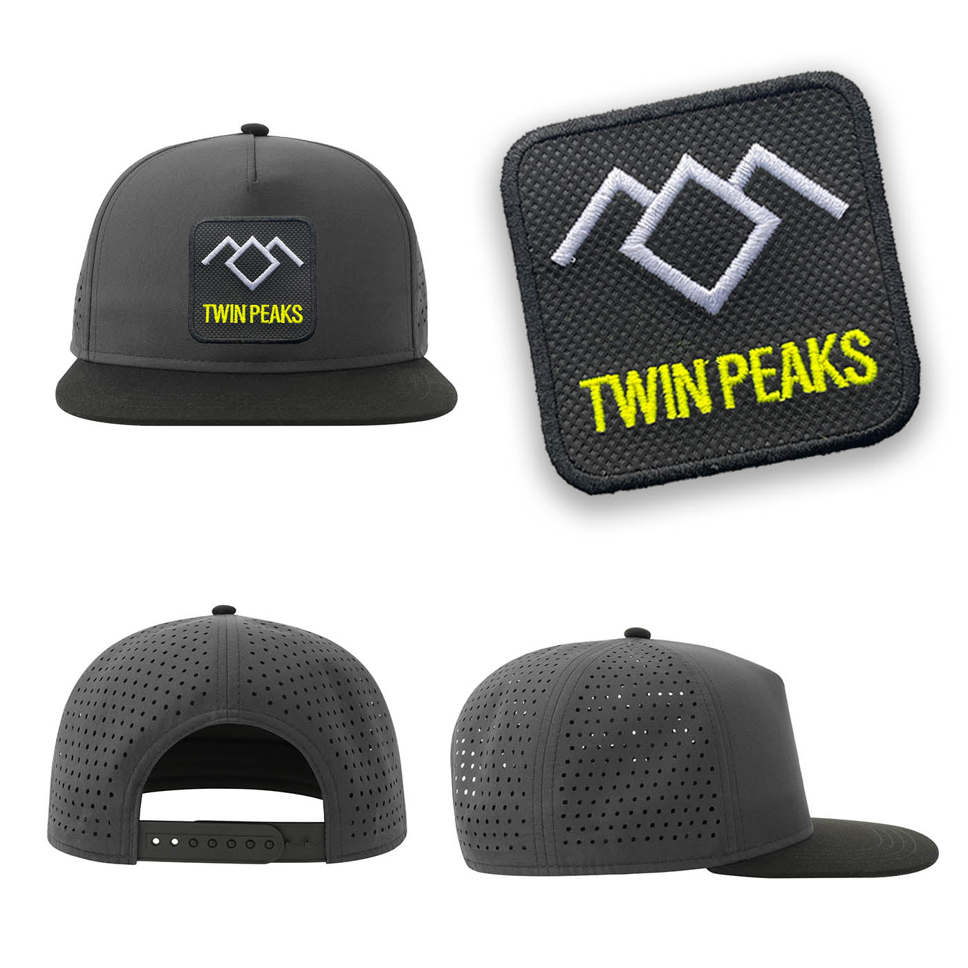 Lynch Twin Peaks Streetwear Grey Hat with Flat Visor Embroidered Patch