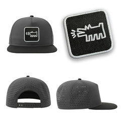 Dog Streetwear Grey Hat with Flat Visor Embroidered Patch