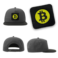 Bitcoin Emoji Streetwear Grey Hat with Flat Visor Embroidered Patch