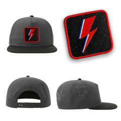 Bowie Flash Streetwear Grey Hat with Flat Visor Embroidered Patch