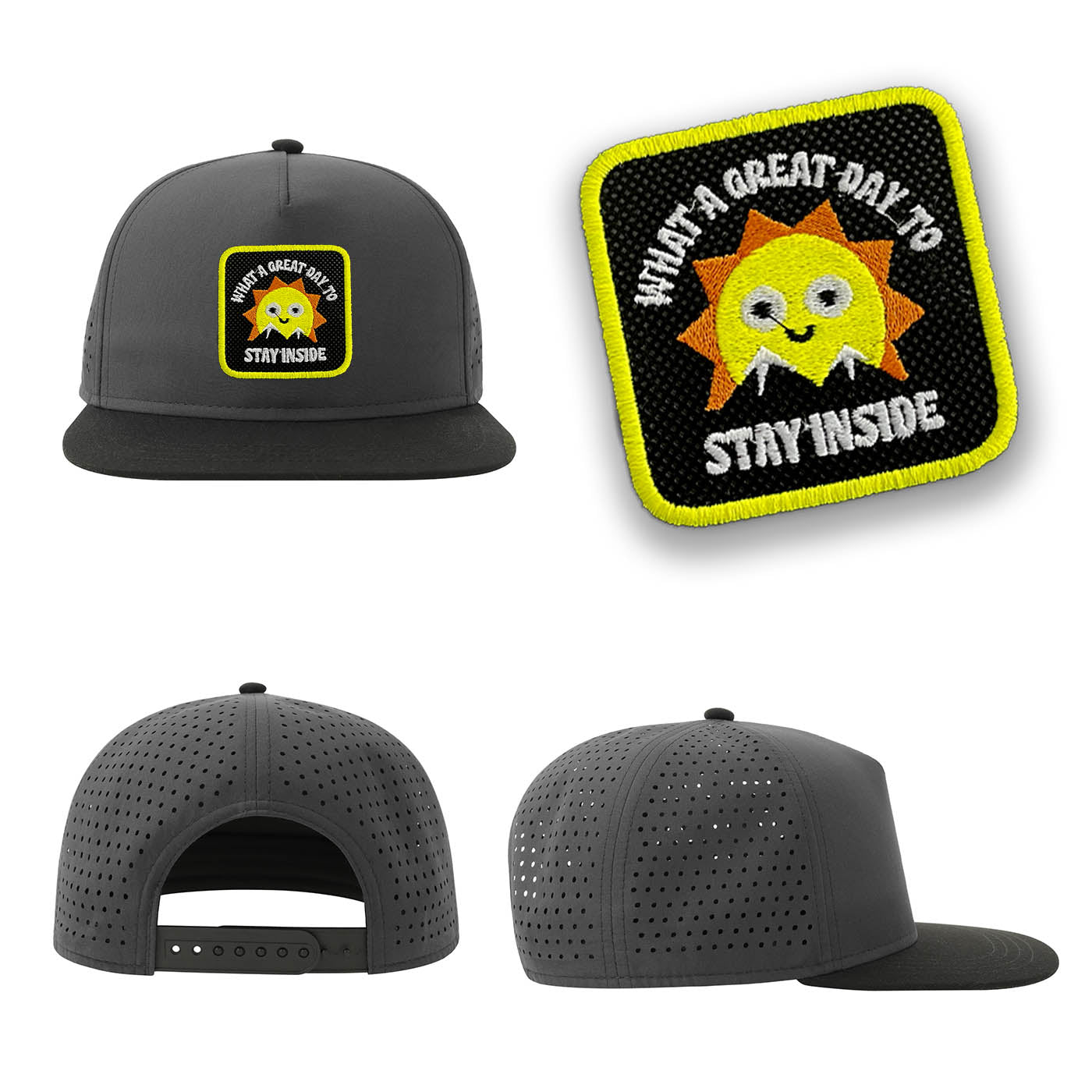 Great Day Streetwear Grey Hat with Flat Visor Embroidered Patch