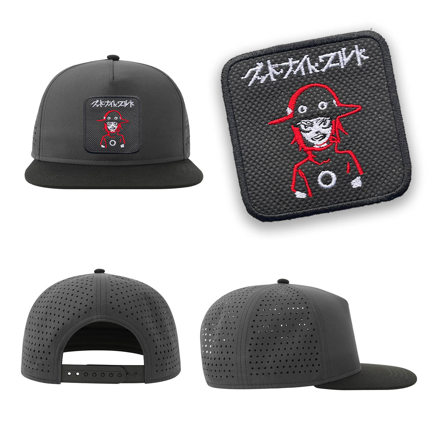 Ichi Taichiro Arima Streetwear Grey Hat with Flat Visor Embroidered Patch