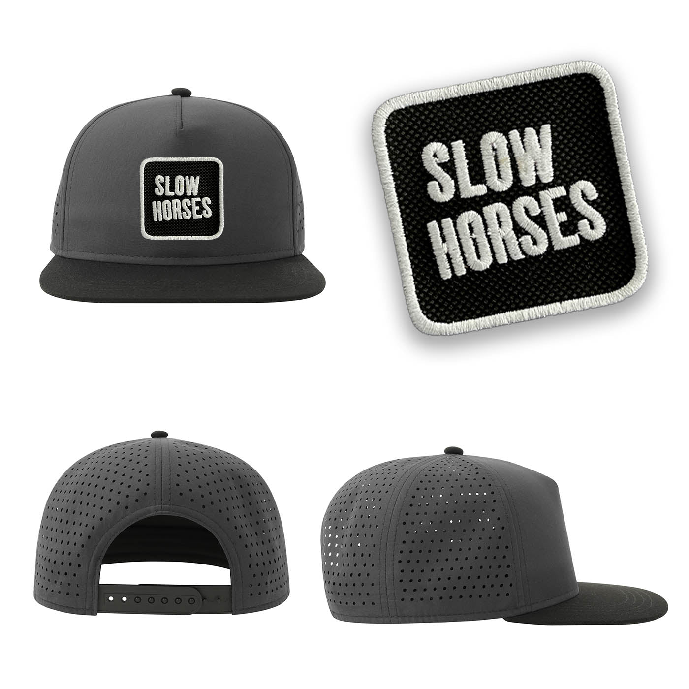 Slow Horses Streetwear Grey Hat with Flat Visor Embroidered Patch