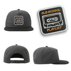 Tape Cassette Streetwear Grey Hat with Flat Visor Embroidered Patch